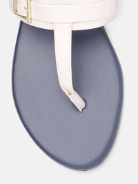 DressBerry Women Solid T-Strap Flats with Buckle Detail