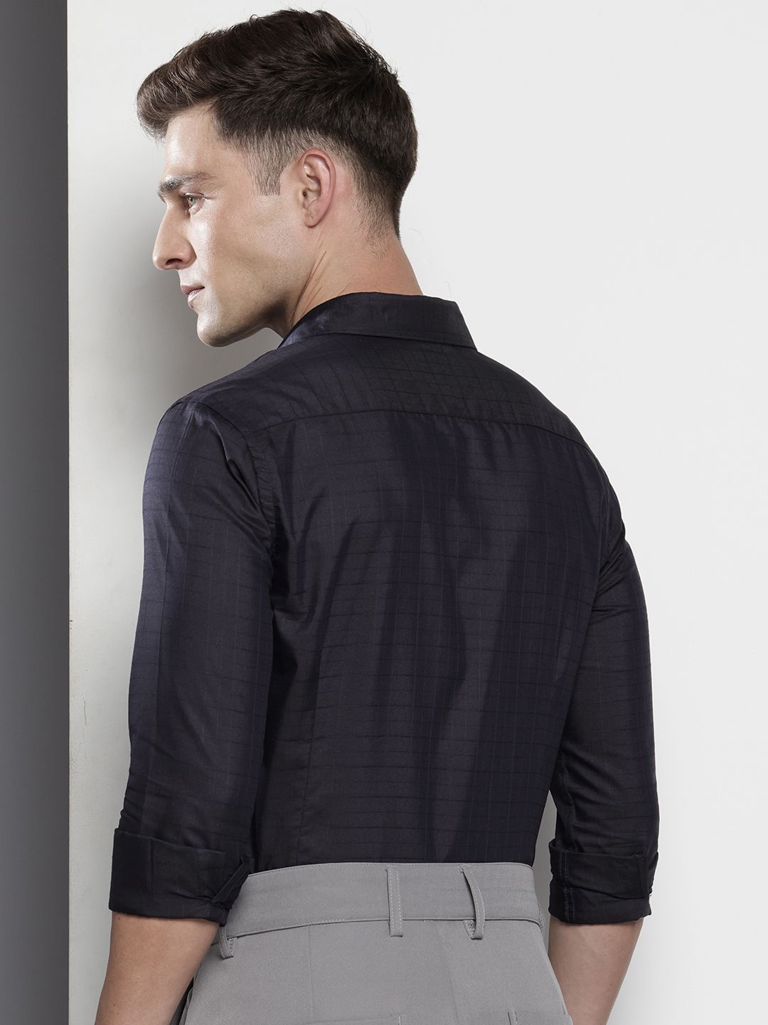 The Indian Garage Co. X Luxe Slim Fit Self Checked Formal Shirt