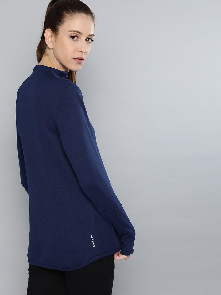 HRX by Hrithik Roshan Women Medieval Blue Solid Rapid-Dry Antimicrobial Training Jacket