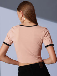 STREET 9 Round Neck Solid Crop Top