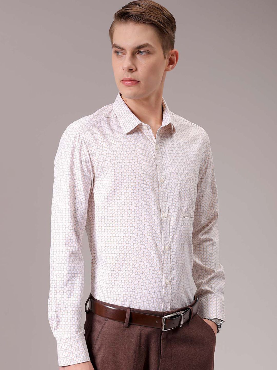 The Indian Garage Co. X Luxe Men Spread Collar Micro Ditsy Printed Slim Fit Formal Shirt