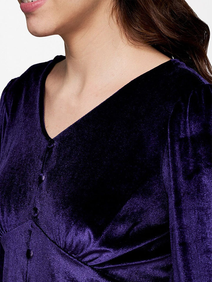 AND Cuffed Sleeves Empire Velvet Top