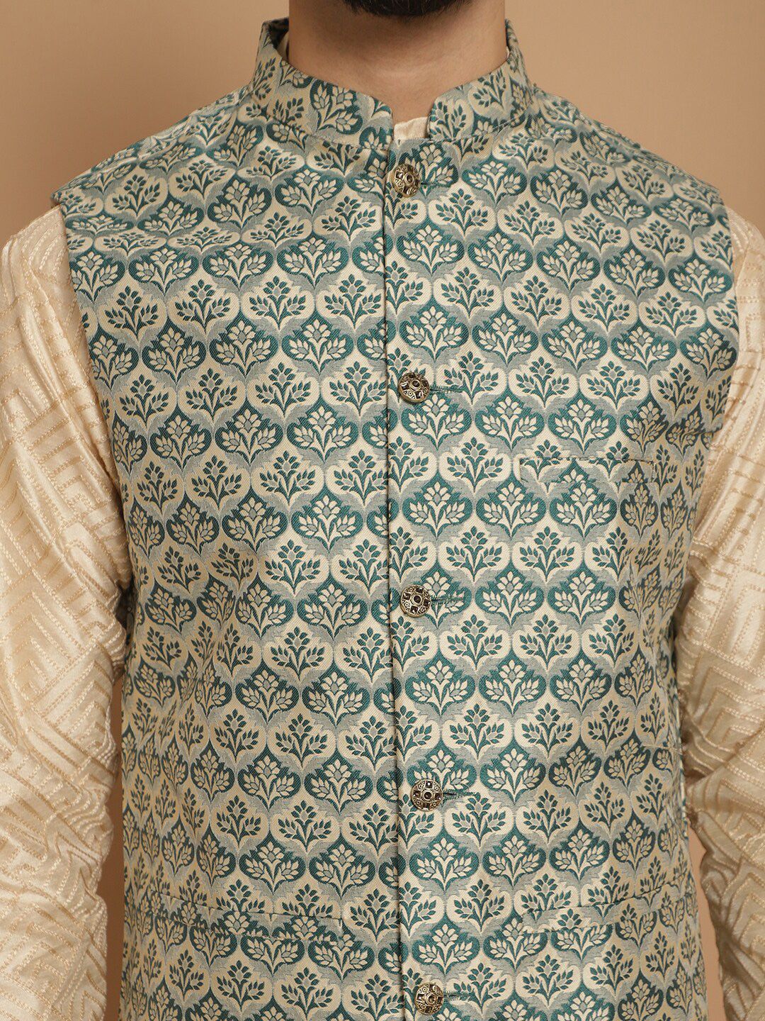 Anouk Embroidered Regular Kurta with Churidar With  NehruJacket