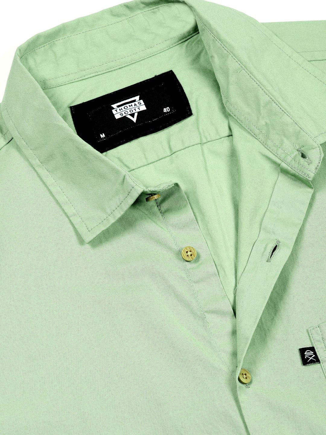 Thomas Scott Men Classic Slim Fit Spread Collar Solid Cotton Casual Shirt