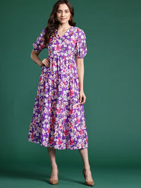 DressBerry Floral Printed Fit & Flare Midi Dress