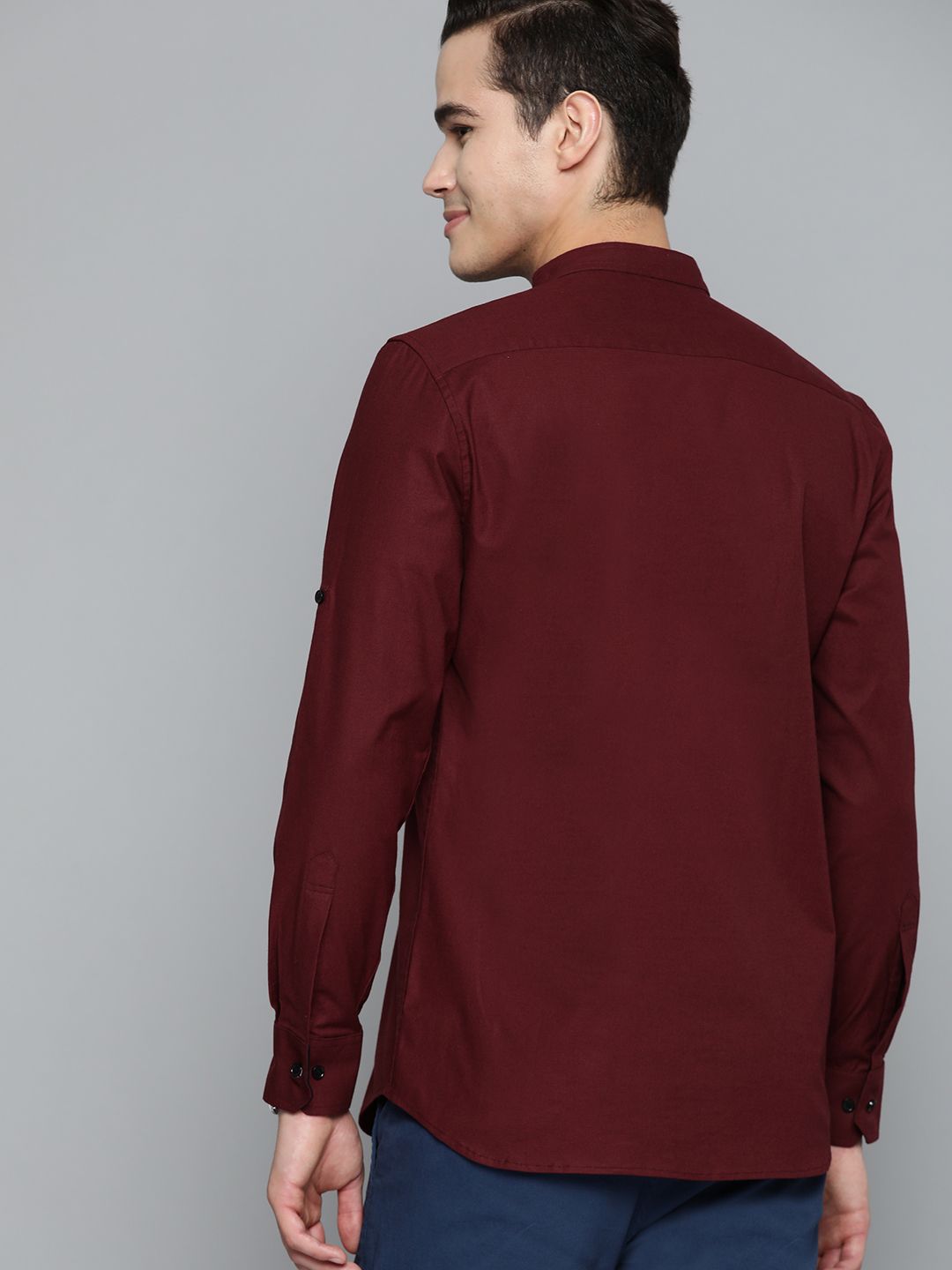 DENNISON Men Maroon Smart Slim Fit Casual Shirt
