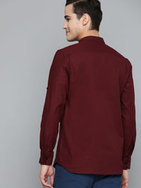 DENNISON Men Maroon Smart Slim Fit Casual Shirt