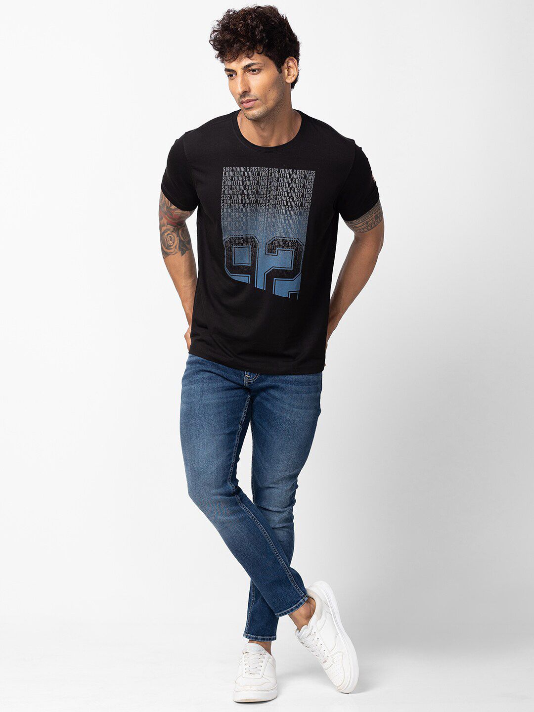 SPYKAR Men Typography Printed Slim Fit Cotton T-shirt