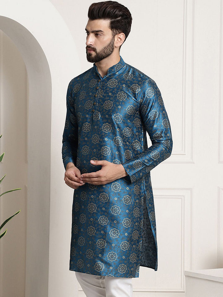 SOJANYA Kurta Lurus Kolar Mandarin Bercetak Bunga