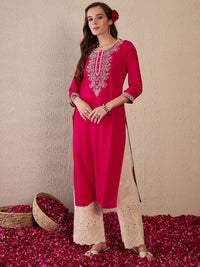 Indo Era Women Floral Embroidered Thread Work Kurta
