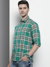 The Indian Garage Co Men Green Comfort Checked Casual Shirt