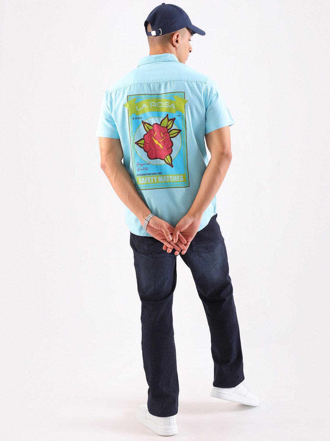 The Indian Garage Co Men Slim Fit Back Printed Casual Shirt