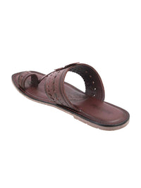 Metro Men Maroon Leather Comfort Sandals
