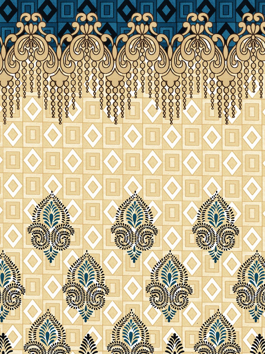 Story@home Blue & Beige 2 Pieces Ethnic Motifs Door Curtain