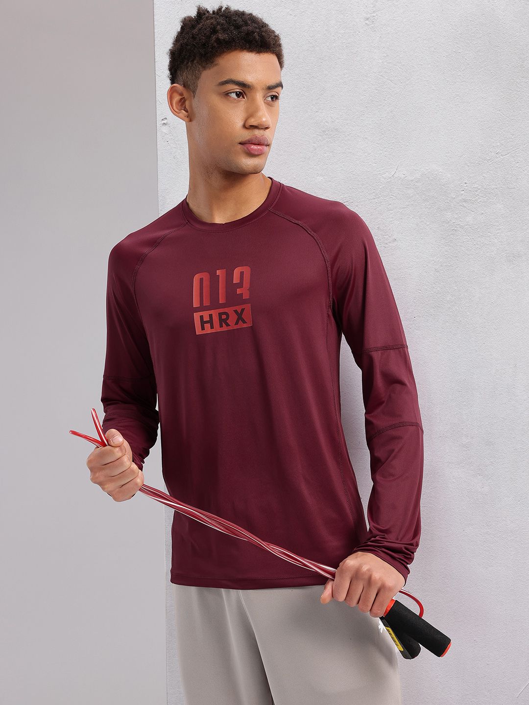 HRX by Hrithik Roshan Printed Raglan Sleeves Training  T-shirt
