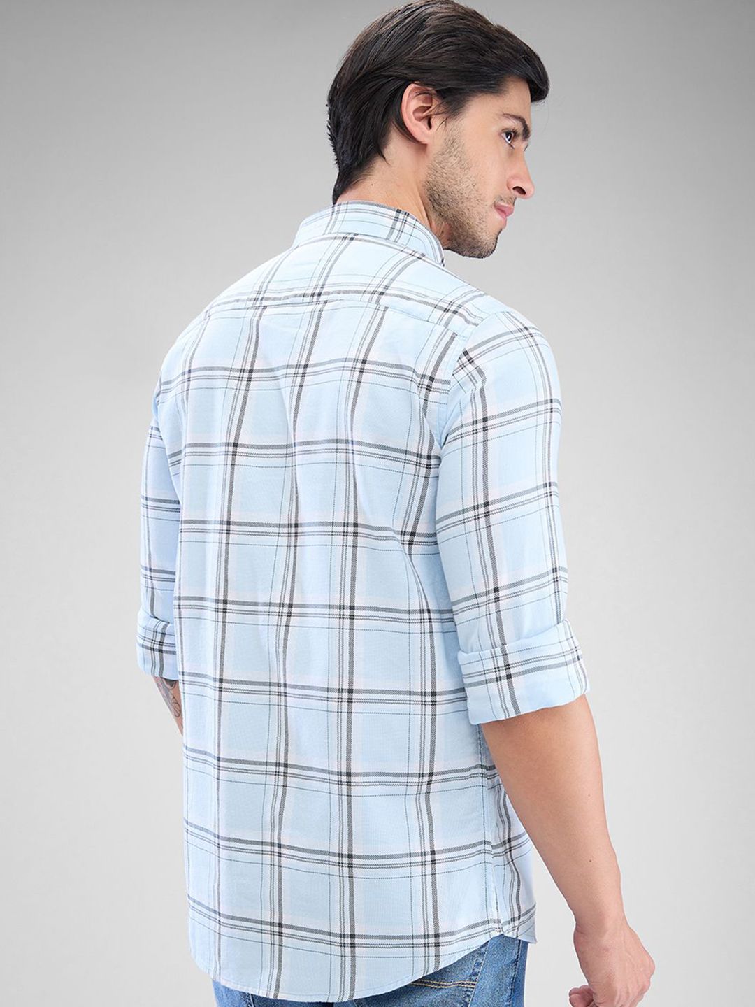 SPYKAR Men Tartan Checks Spread Collar Slim Fit Casual Shirt