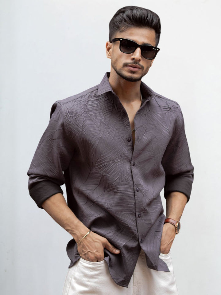 Powerlook Men Spread Collar Solid Cotton Casual Shirt