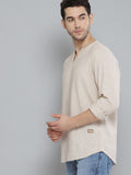 DENNISON Lelaki Beige Comfort Fit Gaya Baju Pejal Kurta