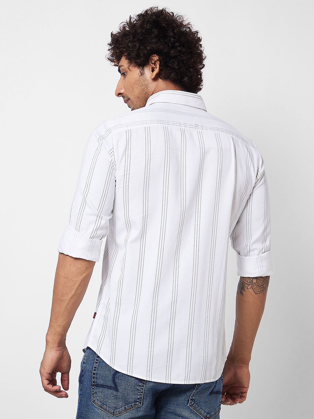 SPYKAR Vertical Striped Cotton Shirt