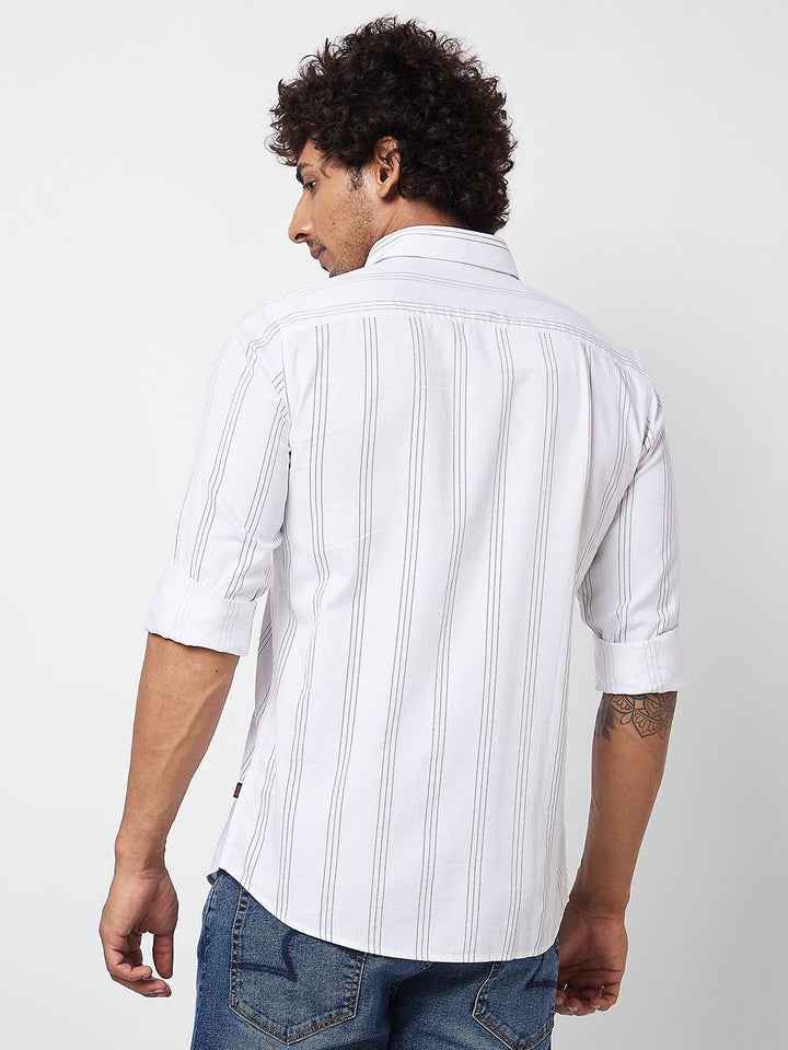 SPYKAR Vertical Striped Cotton Shirt