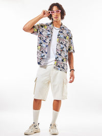 Bewakoof Mickey Mouse Graphic Printed Cuban Collar Oversized Shirt