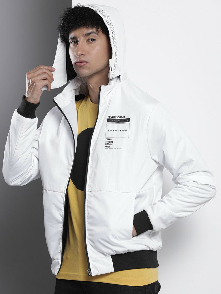 The Indian Garage Co Men Zip-Front Bomber Jacket with Detachable Hood