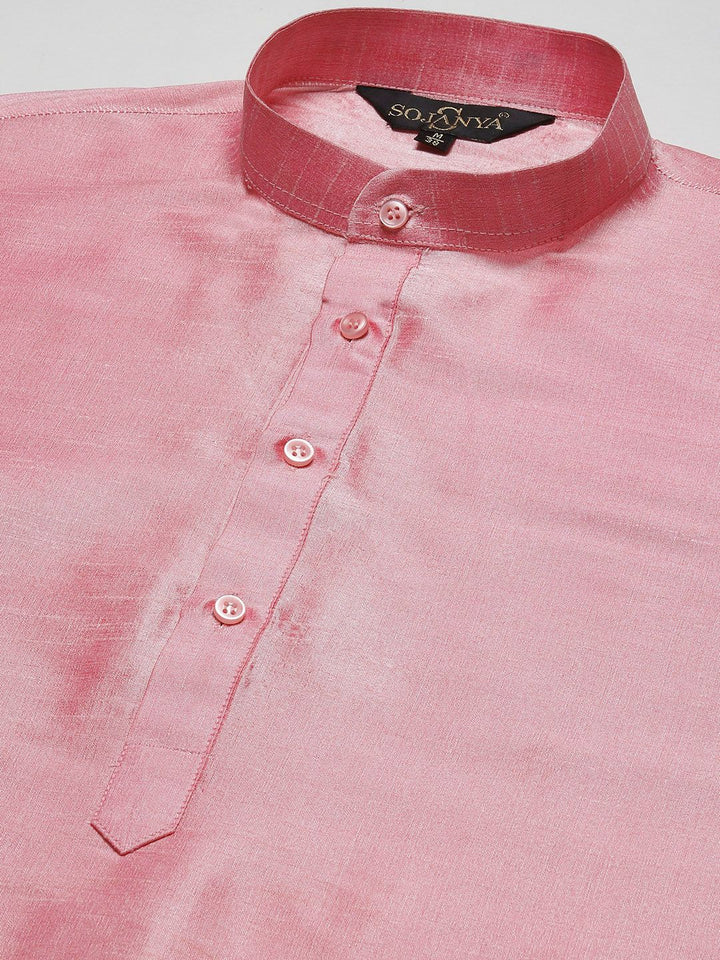 SOJANYA Men Pink Kurta with Churidar