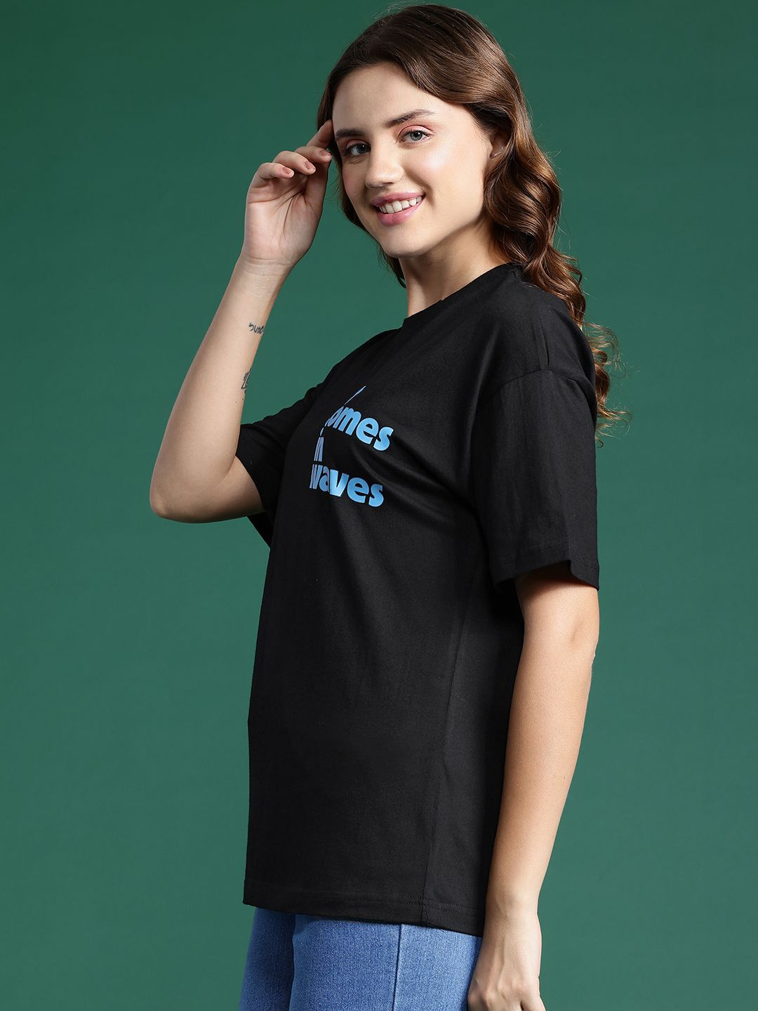 DressBerry Women Printed Pure Cotton T-shirt