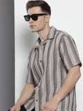 The Indian Garage Co Pure Cotton Striped & Waffle Textured Relaxed Fit Casual Shirt