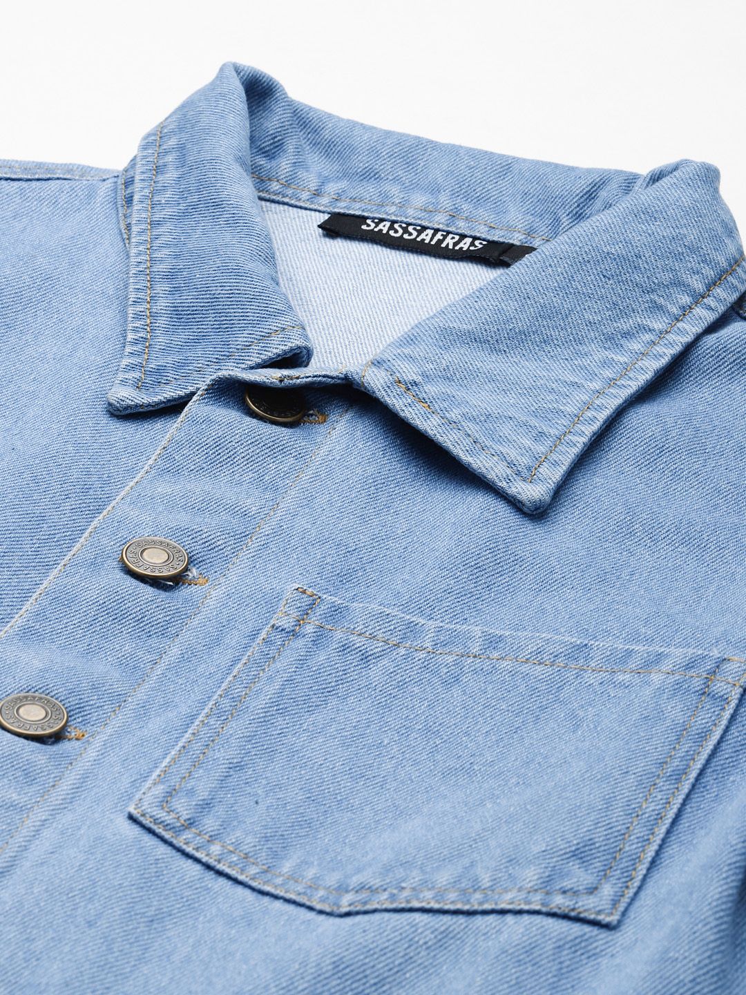 SASSAFRAS Blue Denim Belted Jumpsuit