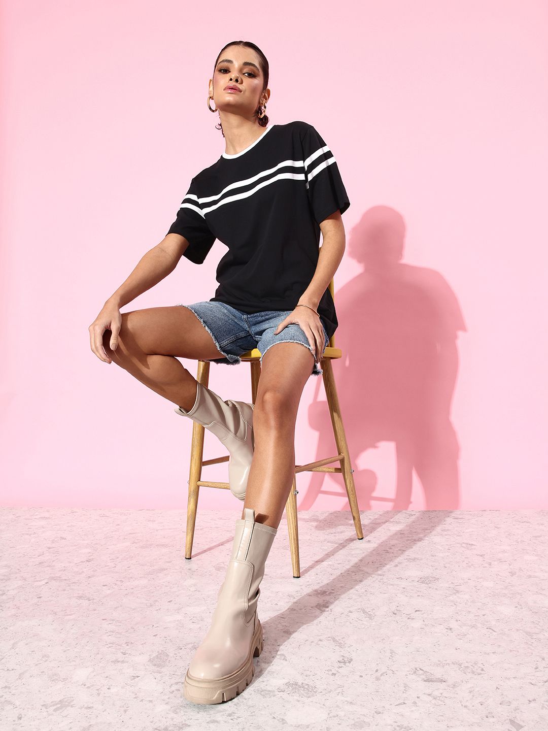 DILLINGER Women Striped Pure Cotton T-shirt