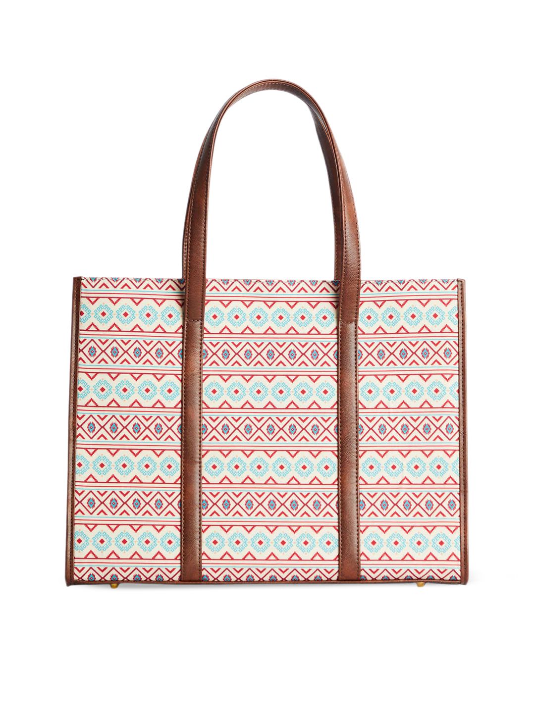 TEAL BY CHUMBAK Floral Printed Structured Handheld Bag