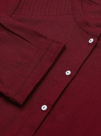 W Red Roll-Up Sleeves Pathani Kurta