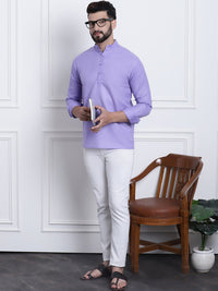 SOJANYA Mandarin Collar Roll Up Sleeves Kurta