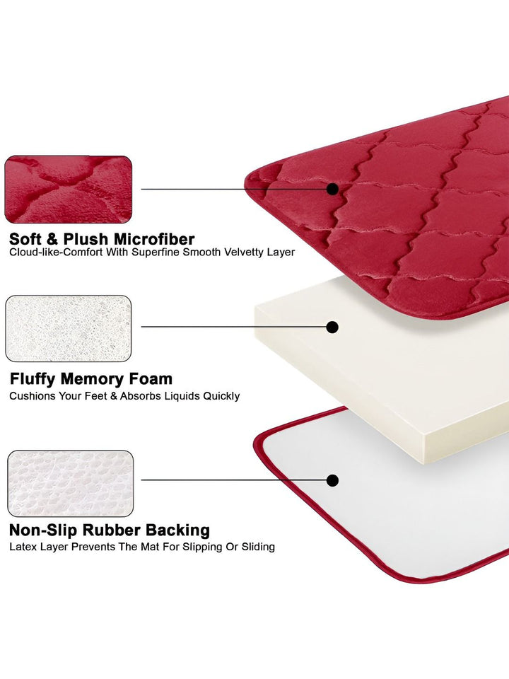 Story@home Red Textured Microfiber Anti Skid 210 GSM Bath Mat