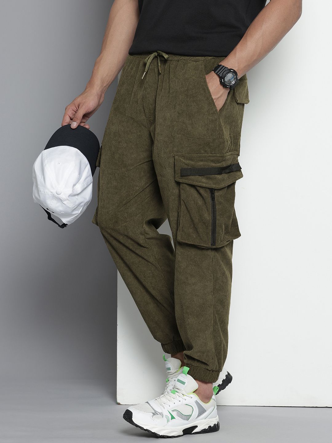 The Indian Garage Co. Men Drop Crotch Loose Fit Corduroy Joggers