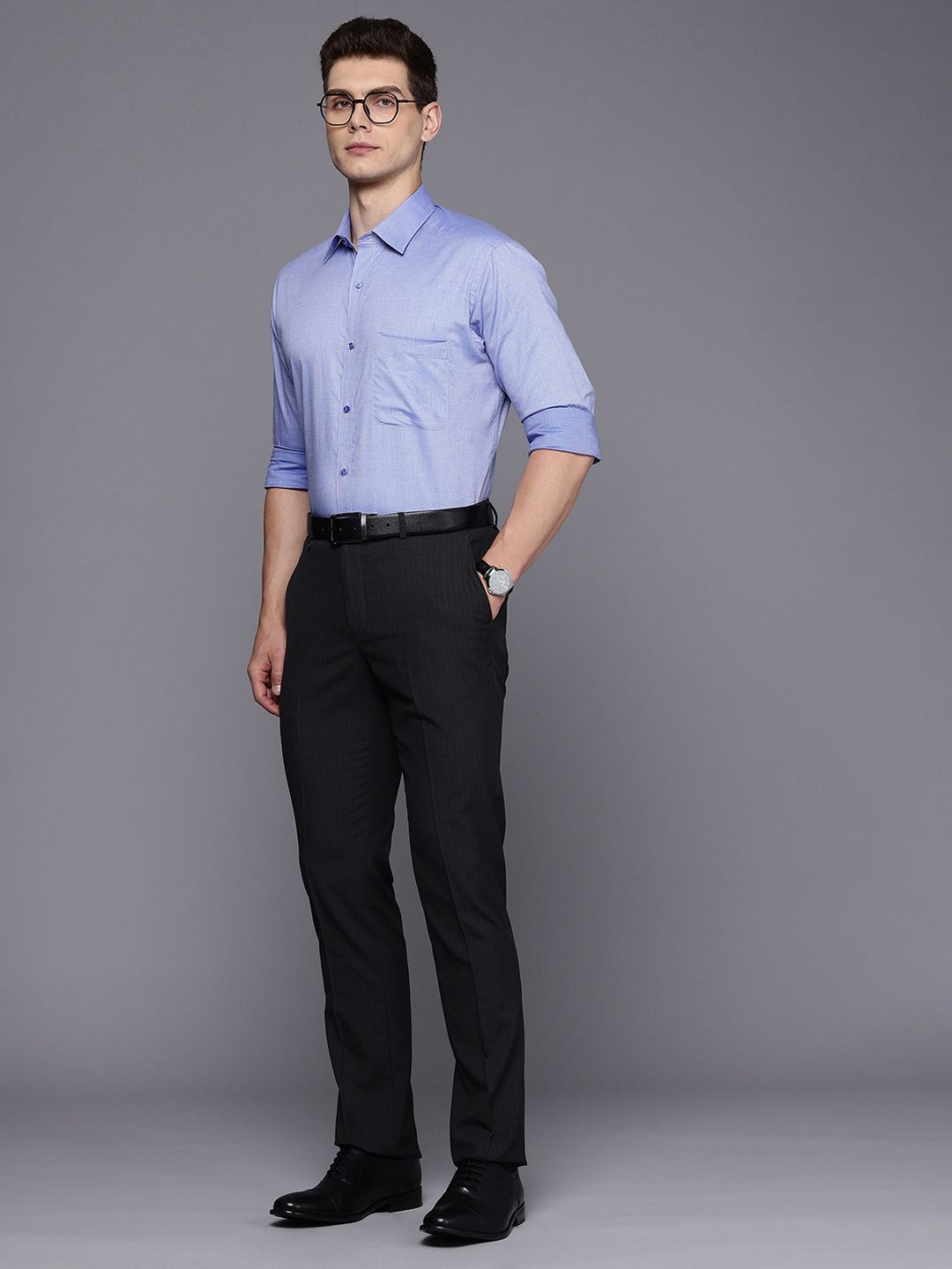Raymond Slim Fit Micro Checked Pure Cotton Formal Shirt
