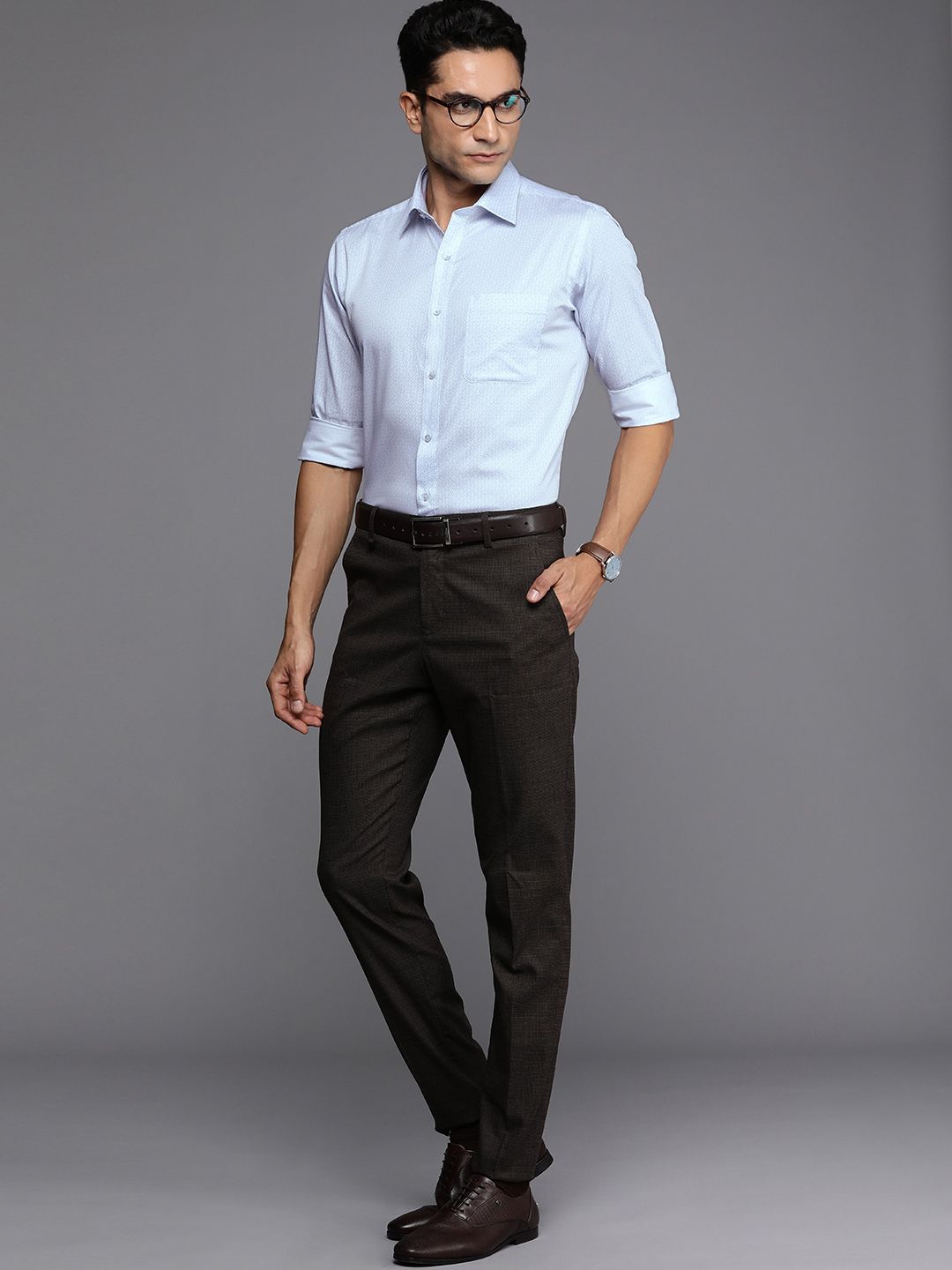 Raymond Pure Cotton Ethnic Motifs Printed Slim Fit Formal Shirt