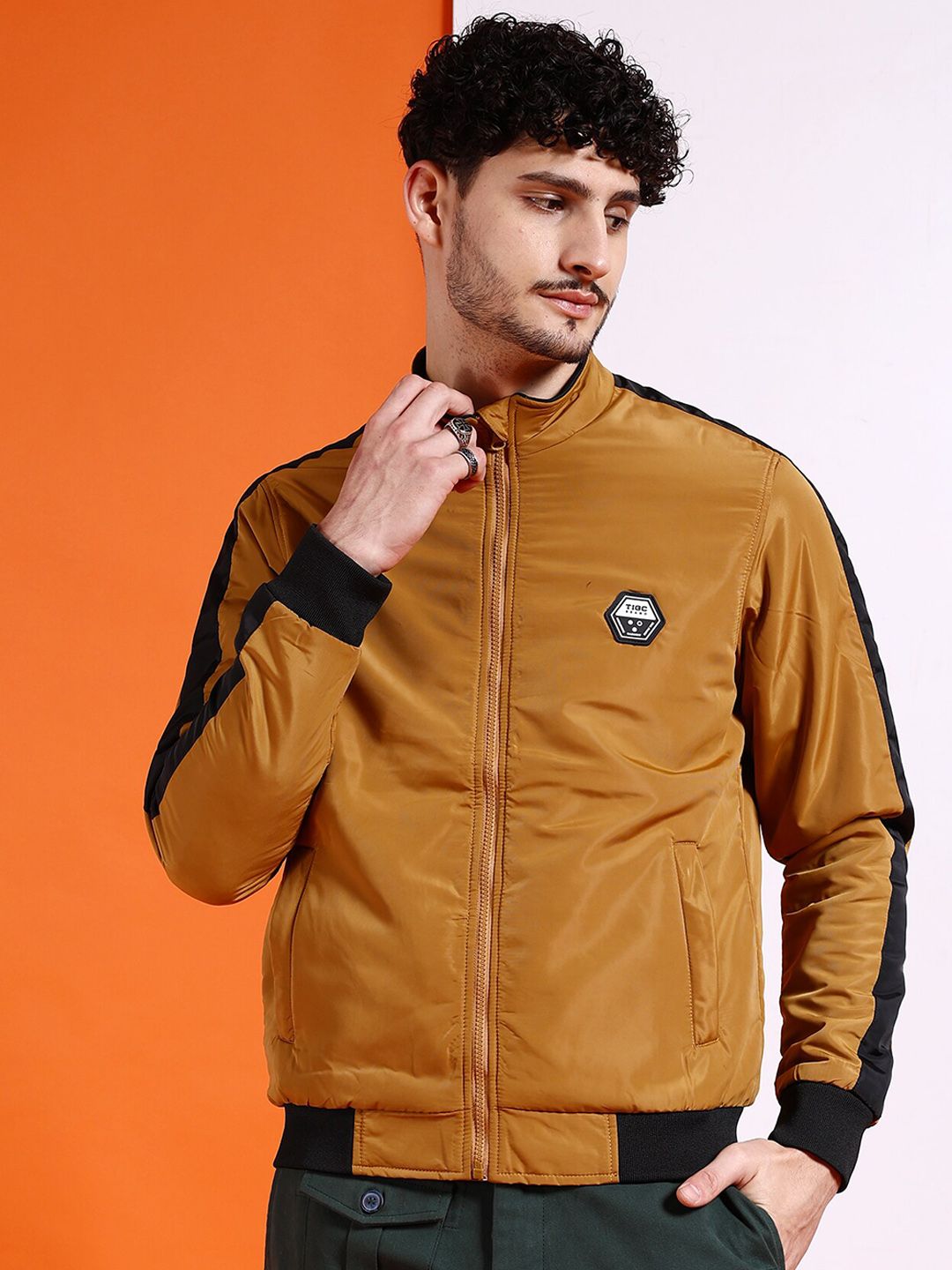 The Indian Garage Co Men Solid Regular Fit Bomber Jacket