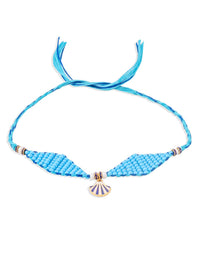 NVR Unisex Blue Pearls Unique  Thread Rakhi With Roli Chawal