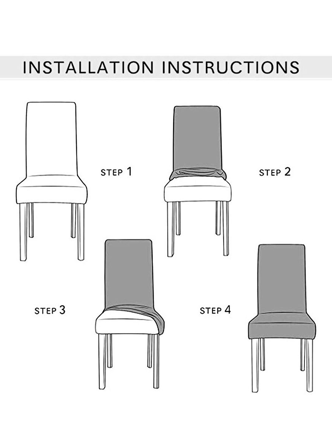 Cortina Pink & White 6 Pieces Geometric Printed Super Stretchable Dining Chair Covers