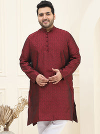 SOJANYA PLUS Men Maroon Jacquard Kurta