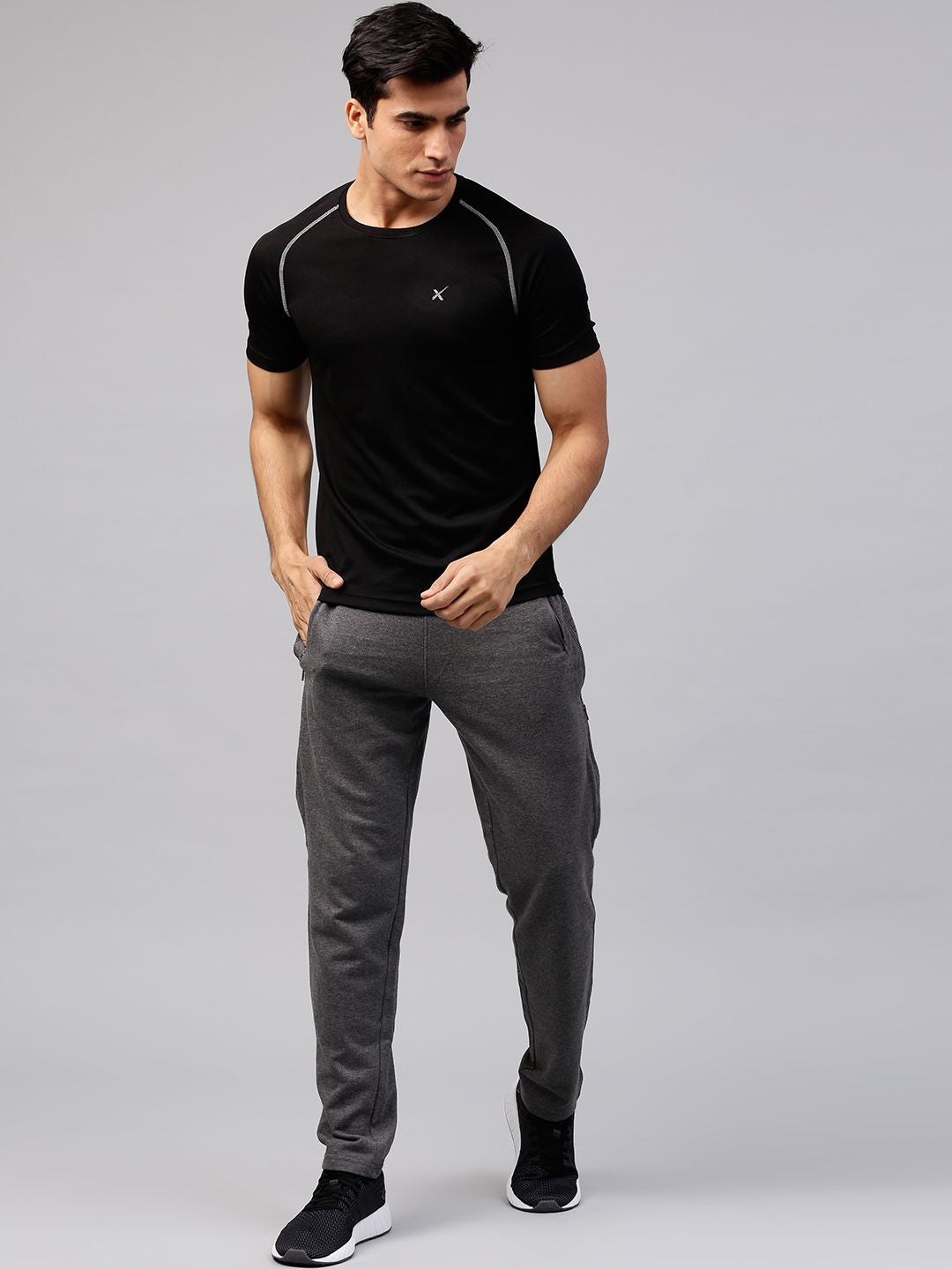 HRX by Hrithik Roshan Men Black Slim Advanced Rapid Dry Raglan T-shirt