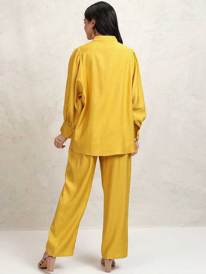 Vishudh Mandarin Collar Long Sleeves Shirt With Palazzos