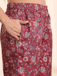 Varanga Floral Printed Shirt Collar Flared Sleeves Casual Tunic With Trousers
