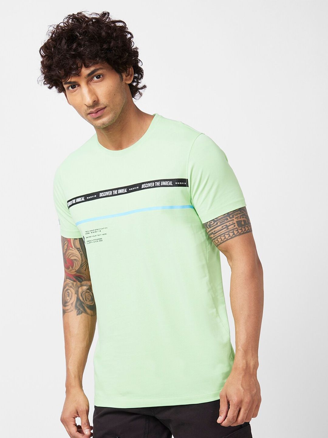 SPYKAR Typography Printed Slim Fit Cotton Casual T-Shirt