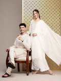 House of Pataudi Embroidered Beads and Stones Jashn Kurta with Palazzos & Dupatta