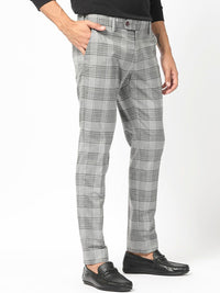 RARE RABBIT Men Rowe Mid-Rise Checked Slim Fit Trouser