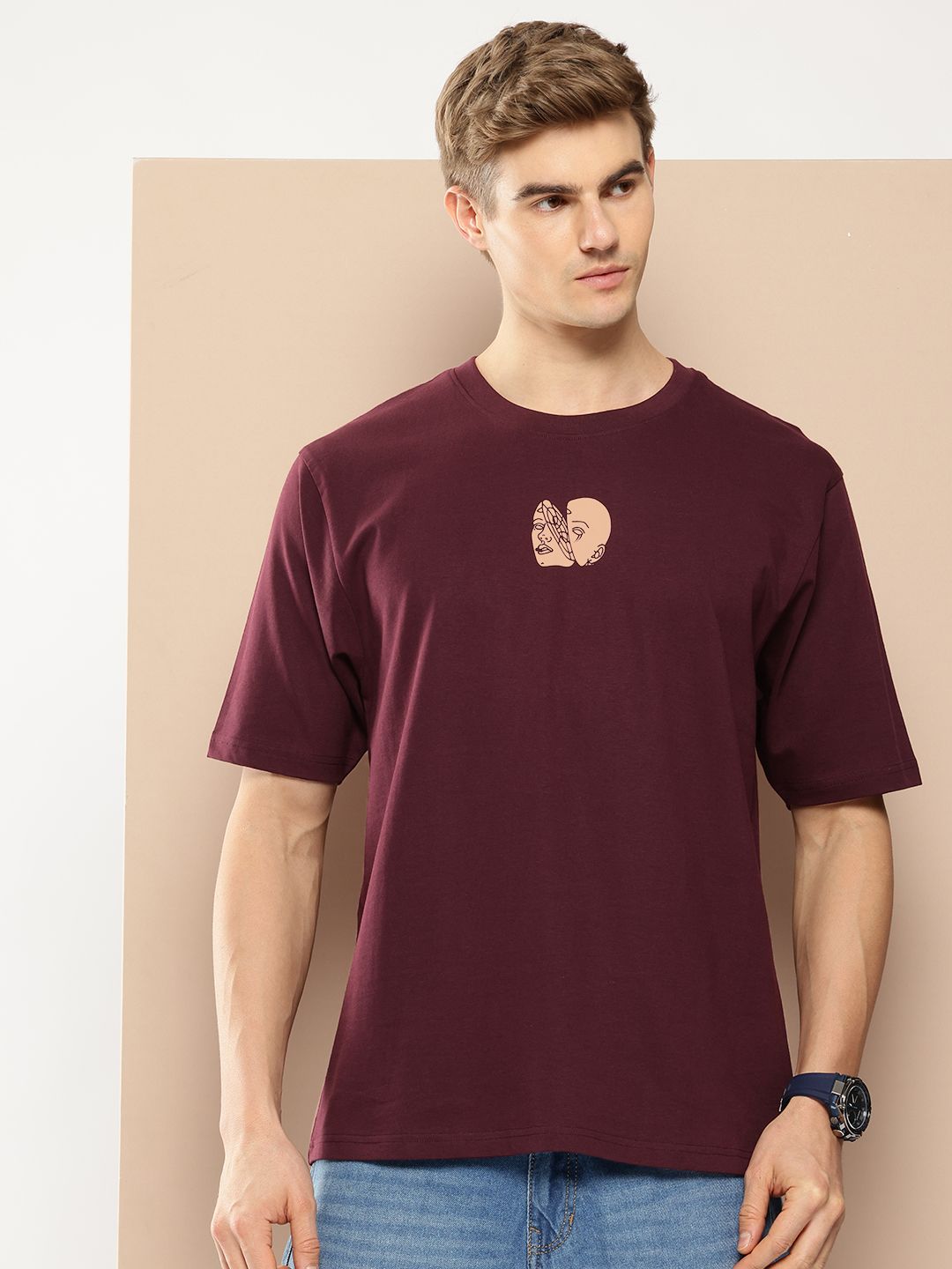 Difference of Opinion Men Graphic Printed Oversized T-shirt