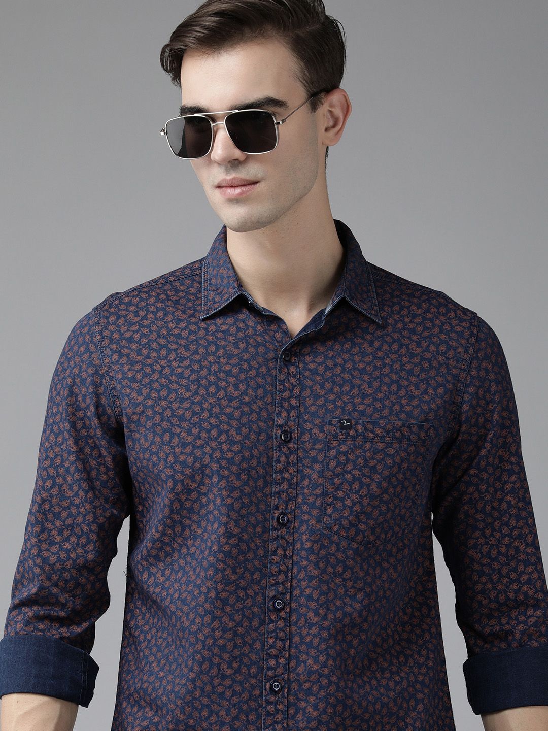 SPYKAR Men Pure Cotton Slim Fit Floral Printed Casual Shirt